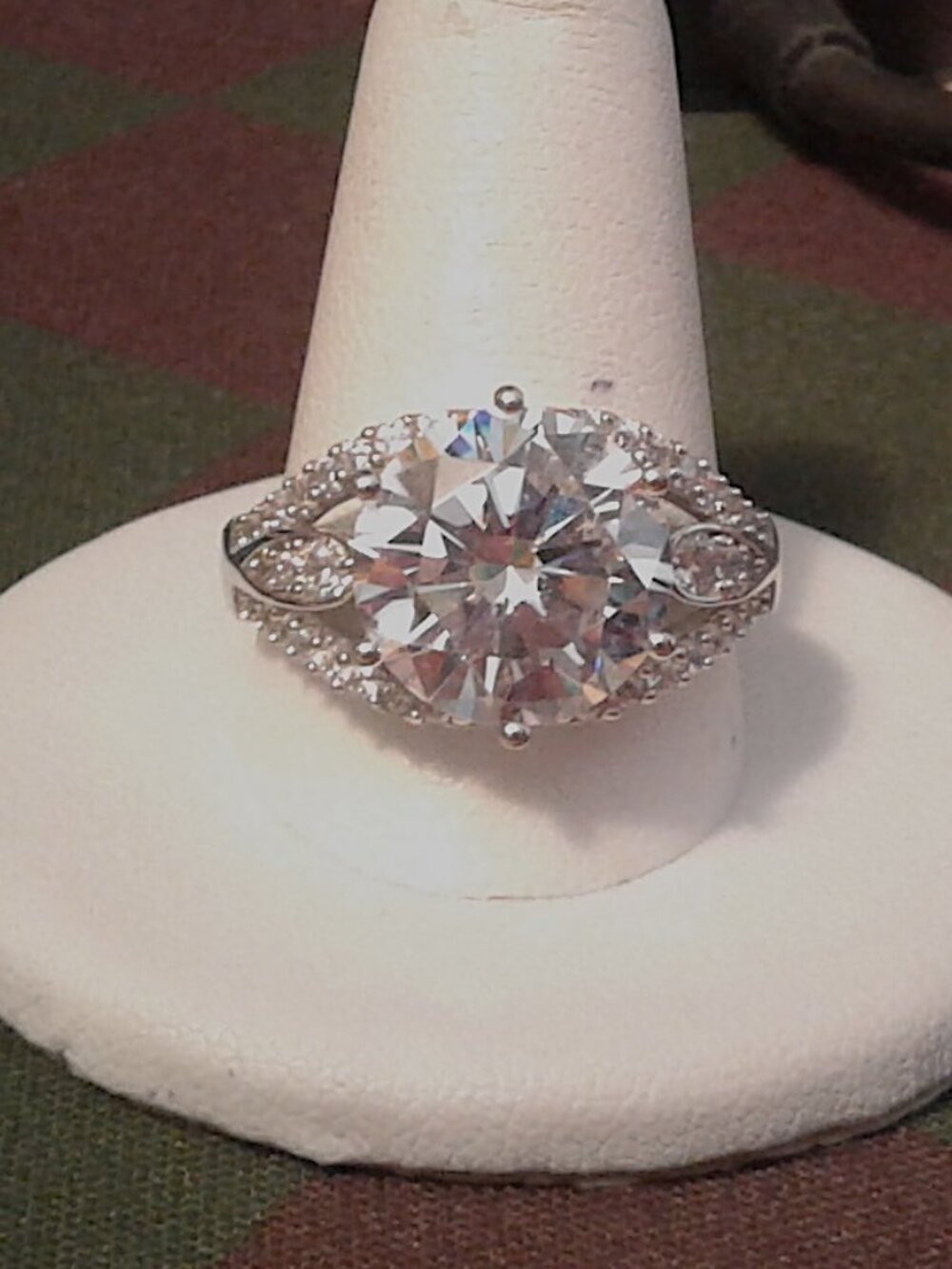 BJH228 Bella Luce Platinum Plated Center Design Ring 10.09ctw. Size 10