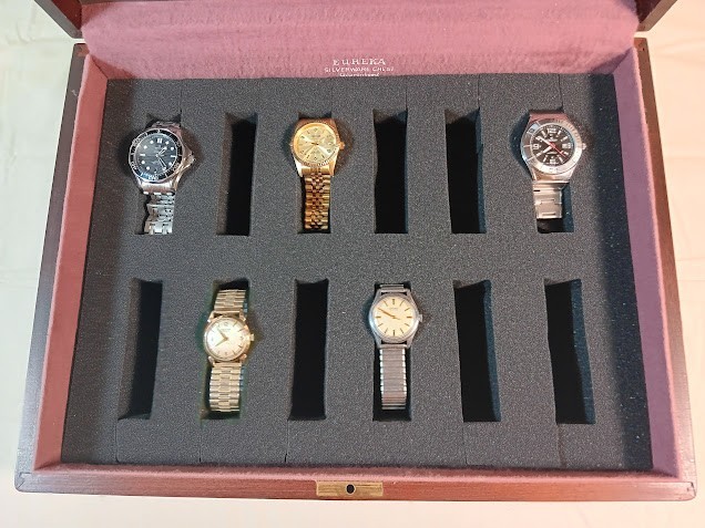 Vintage 12 Slot Custom Watch storage Box With Swiss Watch Face