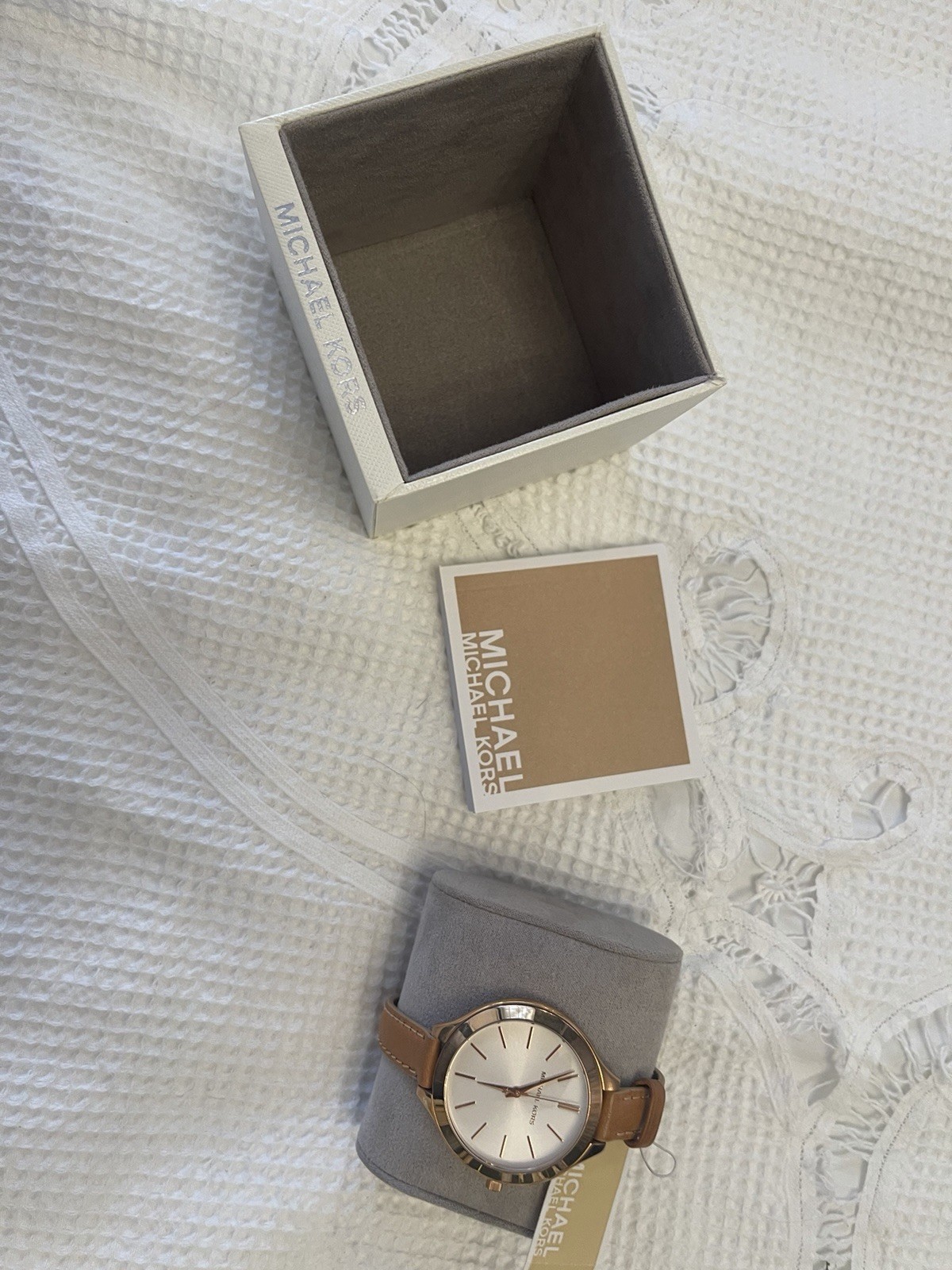 Michael Kors Women’s Quartz Analog Watch Rose Gold Case Brown Leather Strap