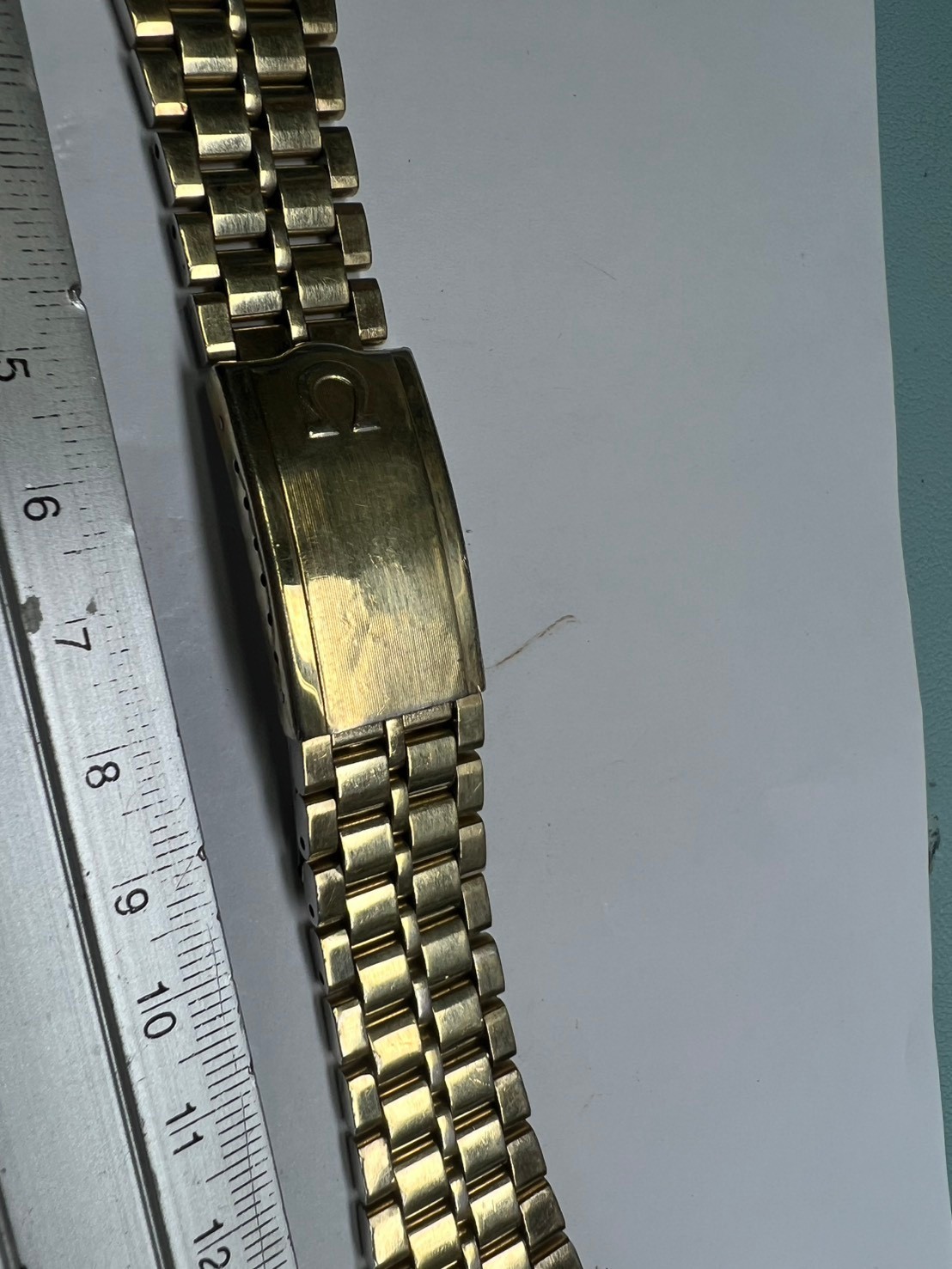 63 . omega 1163 endlink 20 mm 702 gold plated bracelet 15.5 cm