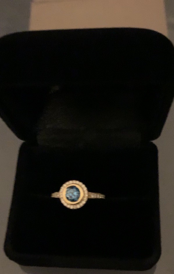 HOPE DIAMOND Blue Diamond 14k Gold GIA Certified Halo @ 1 cwt.