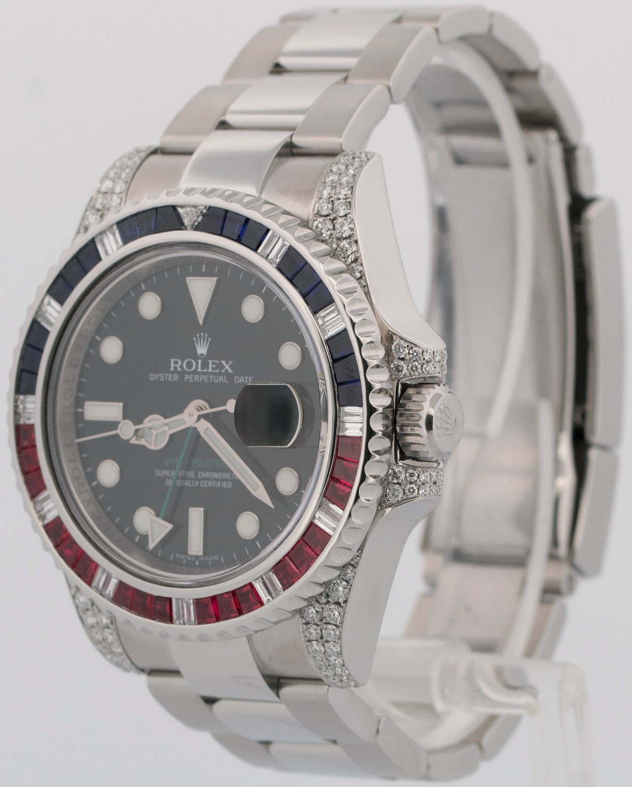 Rolex GMT-Master II DIAMOND SAPPHIRE Stainless Steel Blue Pink 40mm 116710 BOX