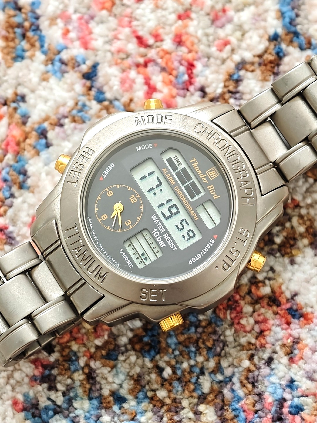 Vintage Citizen Thunderbird Titanium Chronograph Ana Digi Timer Date – 43mm