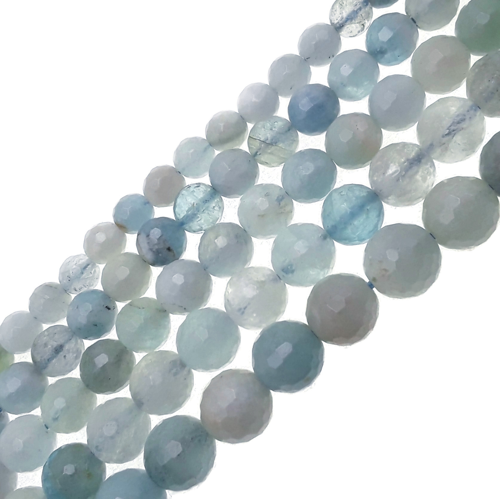 Multi Blue Aquamarine Faceted Round Beads 6mm 7mm 8mm 8.5mm 10mm 15.5″ Strand