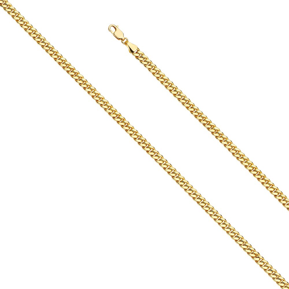 14K Yellow Gold 4.5mm Hollow Miami Cuban Chain w/Box Lock – Available in 20-26in