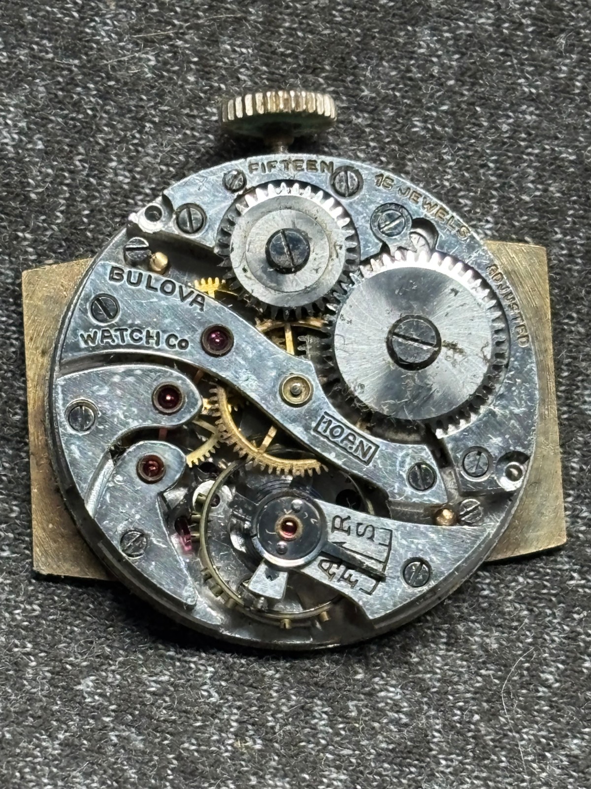 26mm 30mm vtg ART DECO Bulova mechanical 10AN 15j watch silver gold tone WORKING