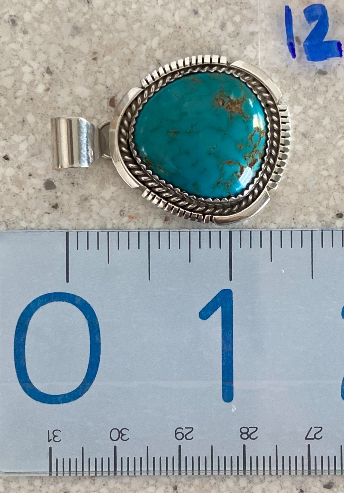 Old Pawn Turquoise Pendant Sterling Silver Vintage Southwestern Royston Cabochon