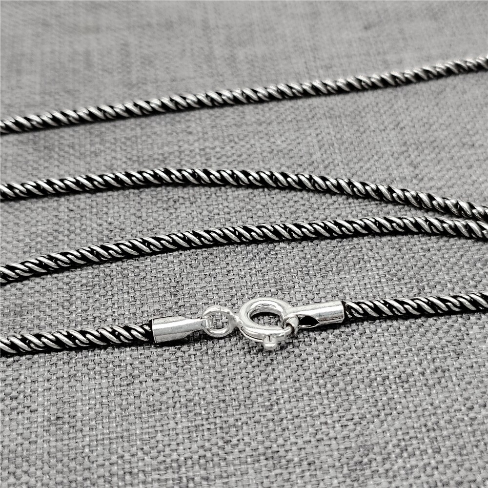 Sterling Silver Twist Rope Chain 925 Silver Wheat Bali Necklace Chain 1.5mm 2mm