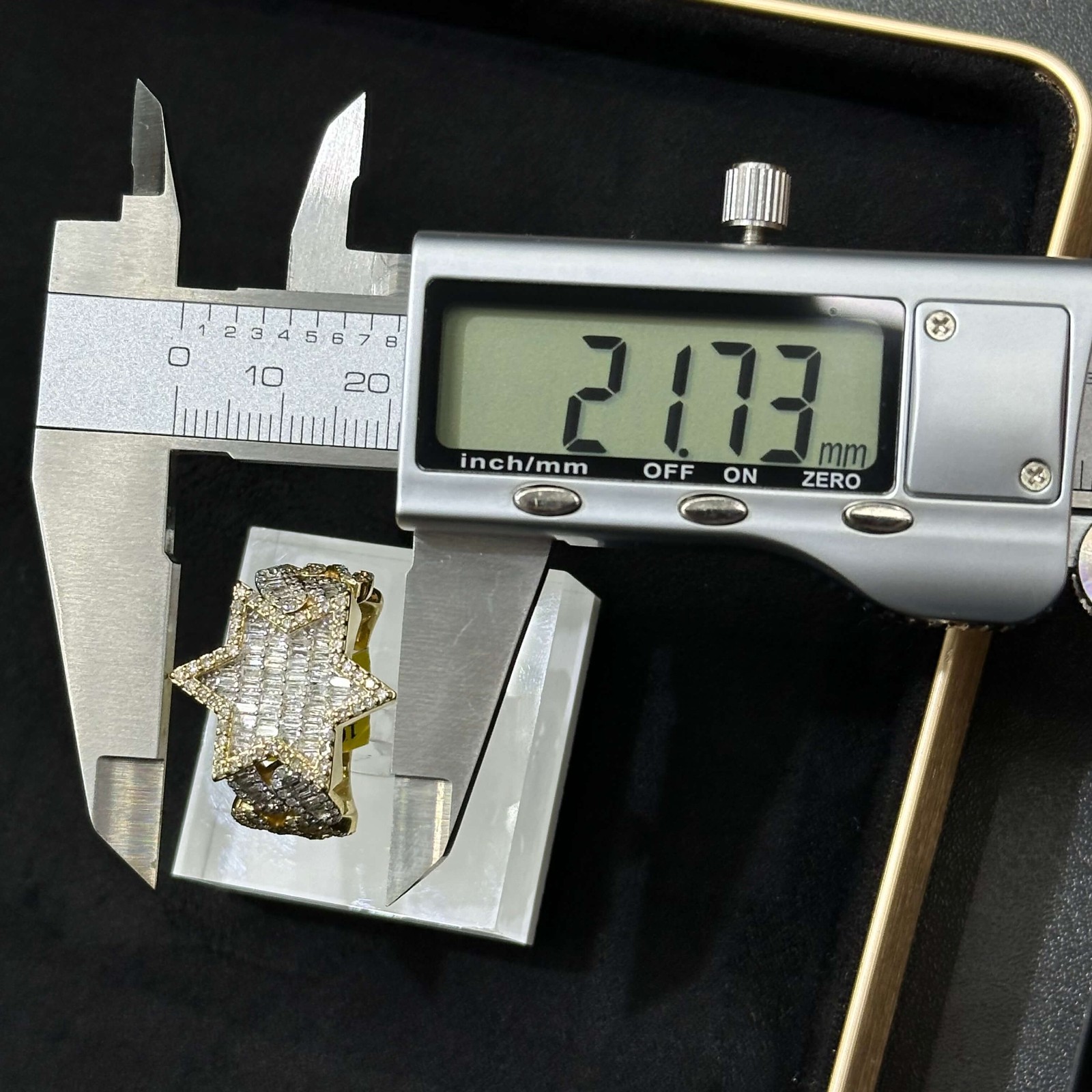David Star Natural Diamond Ring with 10k Yellow Gold Male Female All SIZE