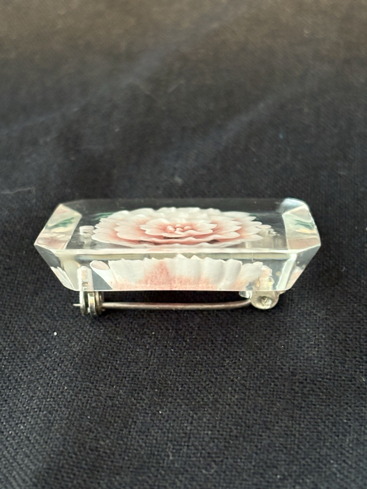 Reverse carved Lucite Flower Brooch
