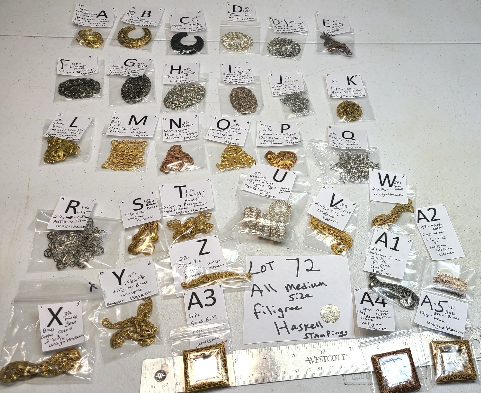 Huge Lot #72 Filigree Miriam Haskell Stamping Findings Jewelry Design Craft 1&2″