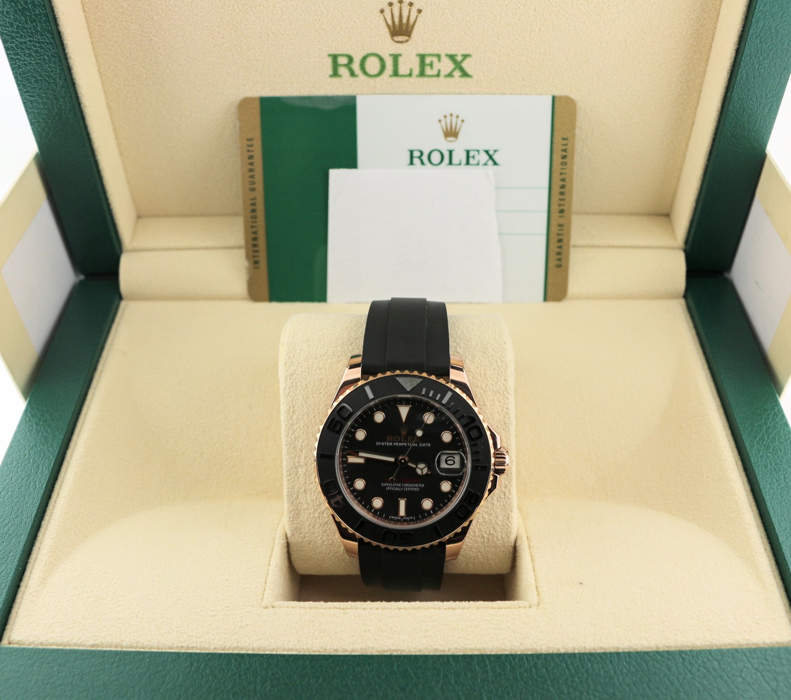 Rolex Yacht-Master Midsize 268655 Black Dial RG 18kt OysterFlex With Papers 37mm