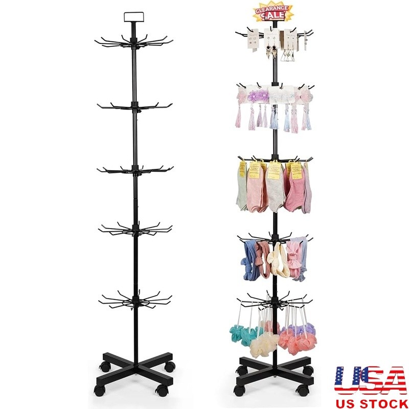 Metal Five Tier Rotating Display Stand Spinner Rack Accessories Hats Jewelry New