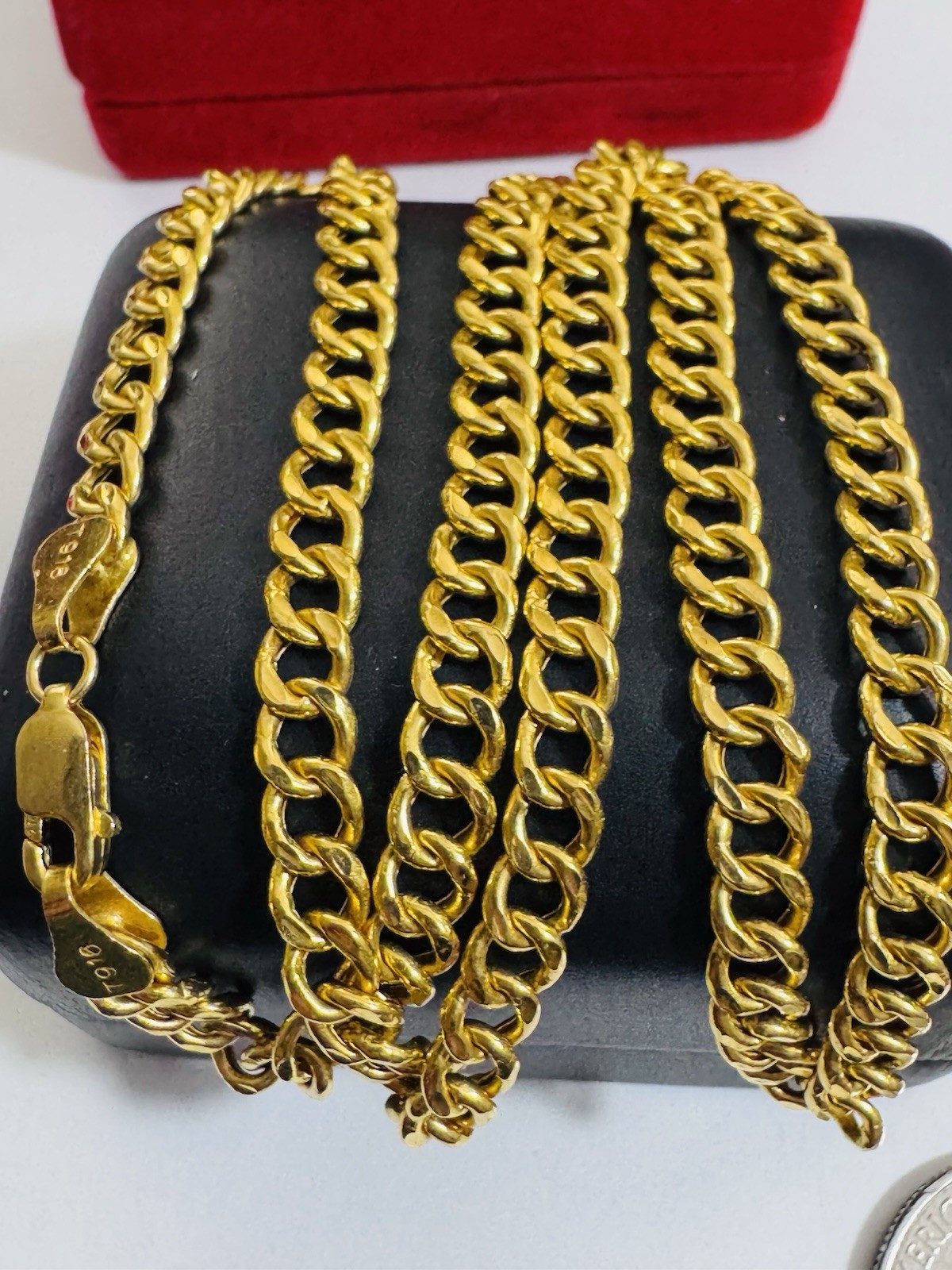Pure Genuine 22K 916 Real Fine Gold Cuban Chain Necklace 18.5/18” Inch 5mm 11.9g