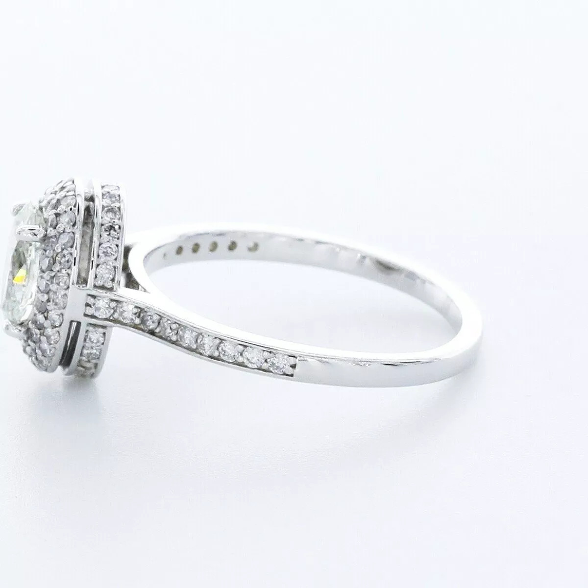 Engagement Ring 14K White Gold Under Halo 1.83 CT Oval Lab-Grown Diamond H VS2