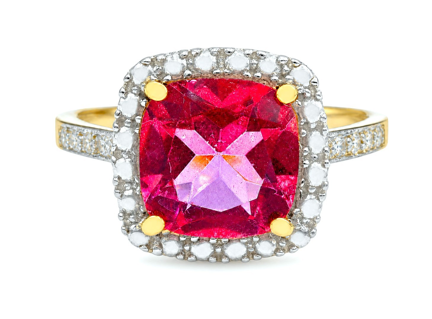 GENUINE 3.85 Cts PINK SAPPHIRE & DIAMONDS RING 10K GOLD – Free Appraisal