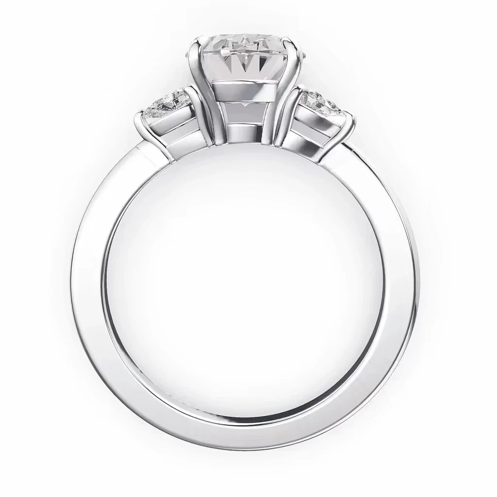 Oval Cut 3.20 Ct IGI Lab Created Diamond Ring Fancy Intense Pink 18k White Gold