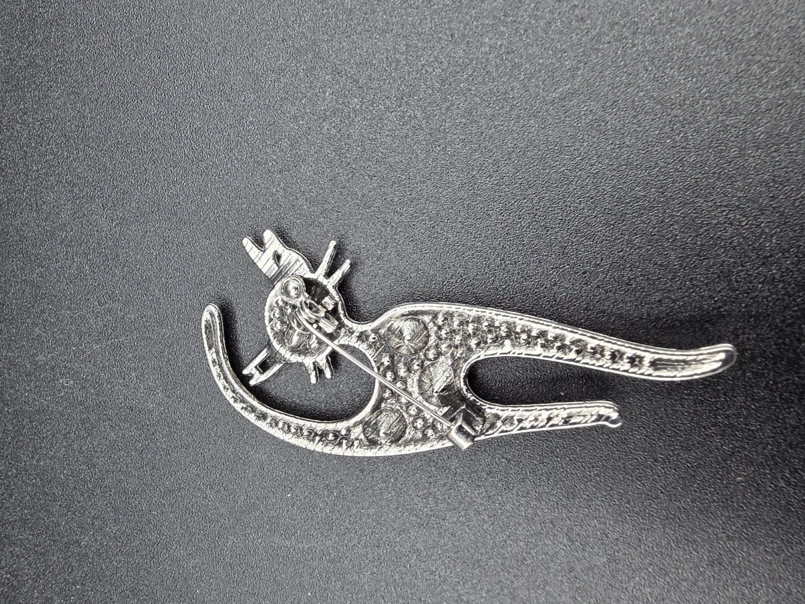 Silver Tone Cat Brooch Pin Multicolor Round Rhinestones Pavé Setting