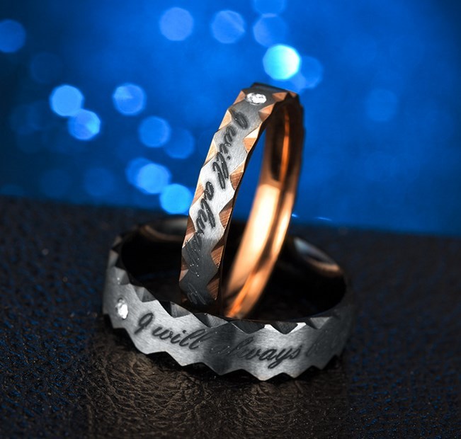 New Design Stainless Steel Couple Rings Promise Love Forever Wedding Gift
