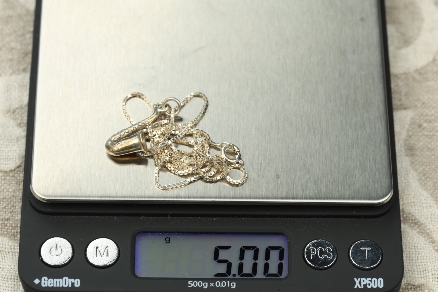 Vintage Sterling Silver Saxophone Pendant Necklace 925 Italy Box Chain 18″ 5g