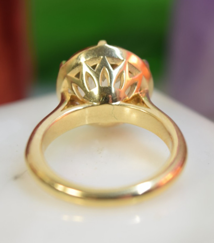 18K Yellow Gold Rare 10.0 Ct Round Natural Imperial Topaz Solitaire Ring sz 6