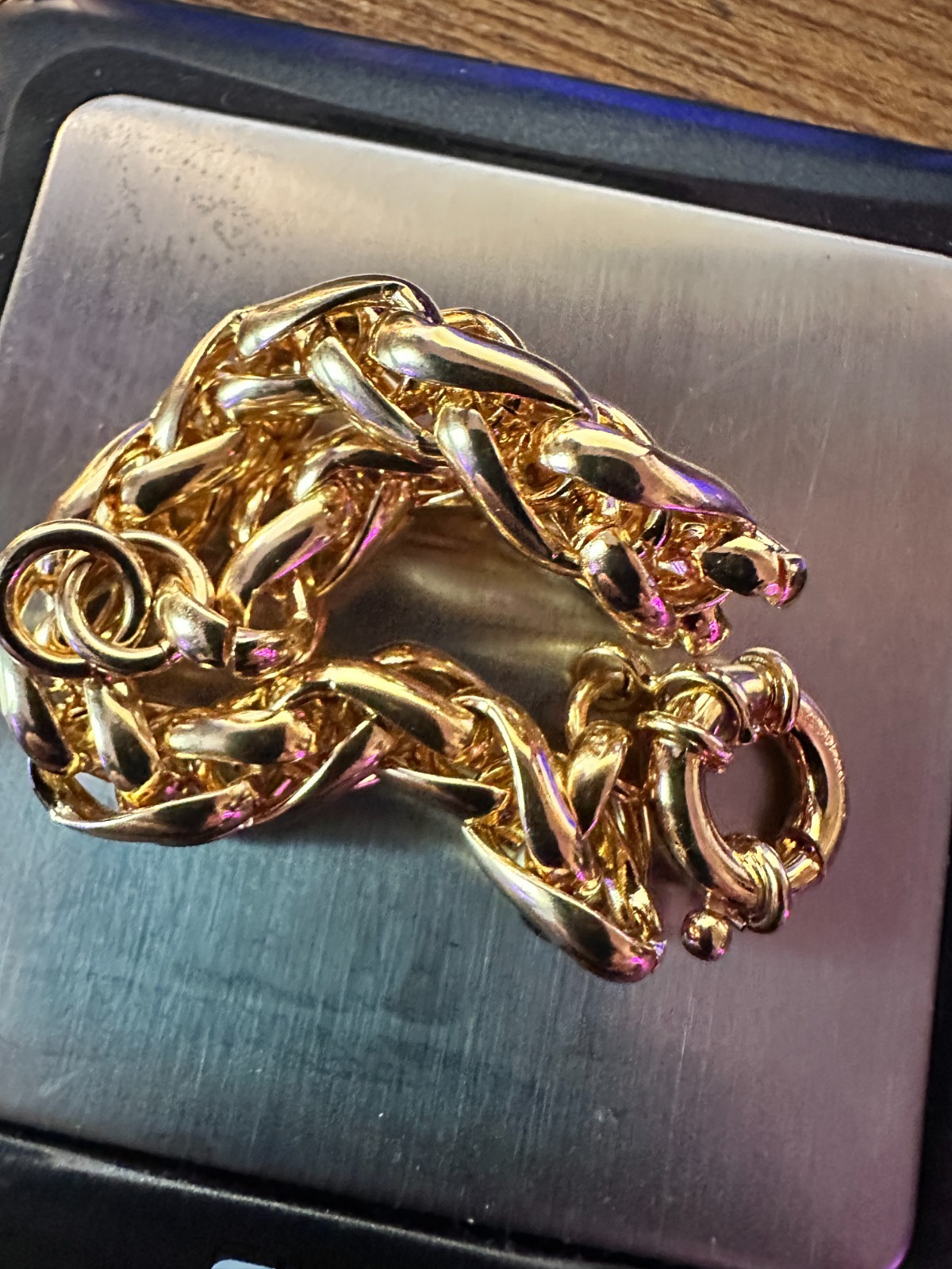Vintage Italian 18K Gold Over Bronze Chunky Link Bracelet – 7.5″