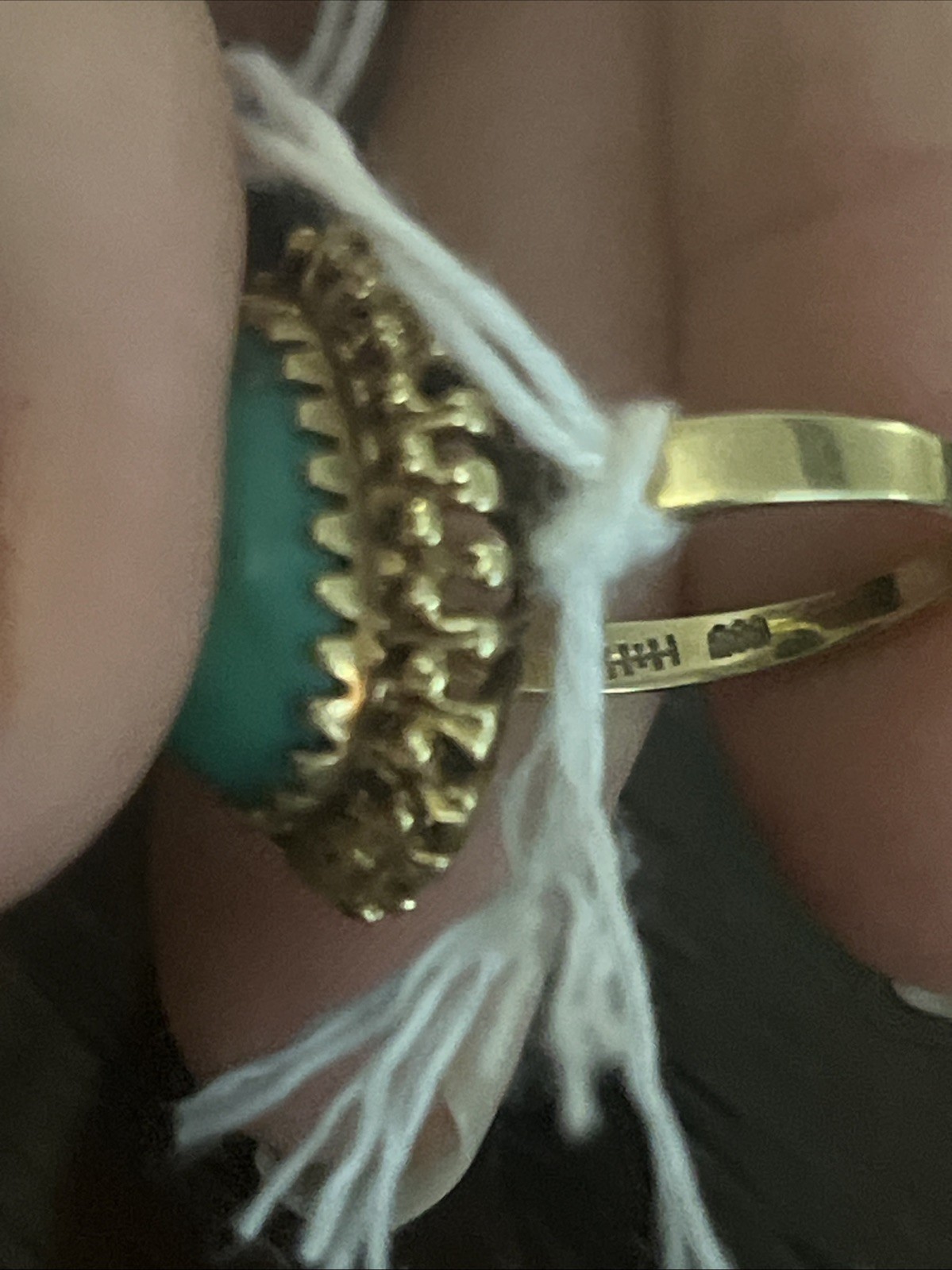 14K Cabochon Ring Yellow Gold Stamped 585 HH