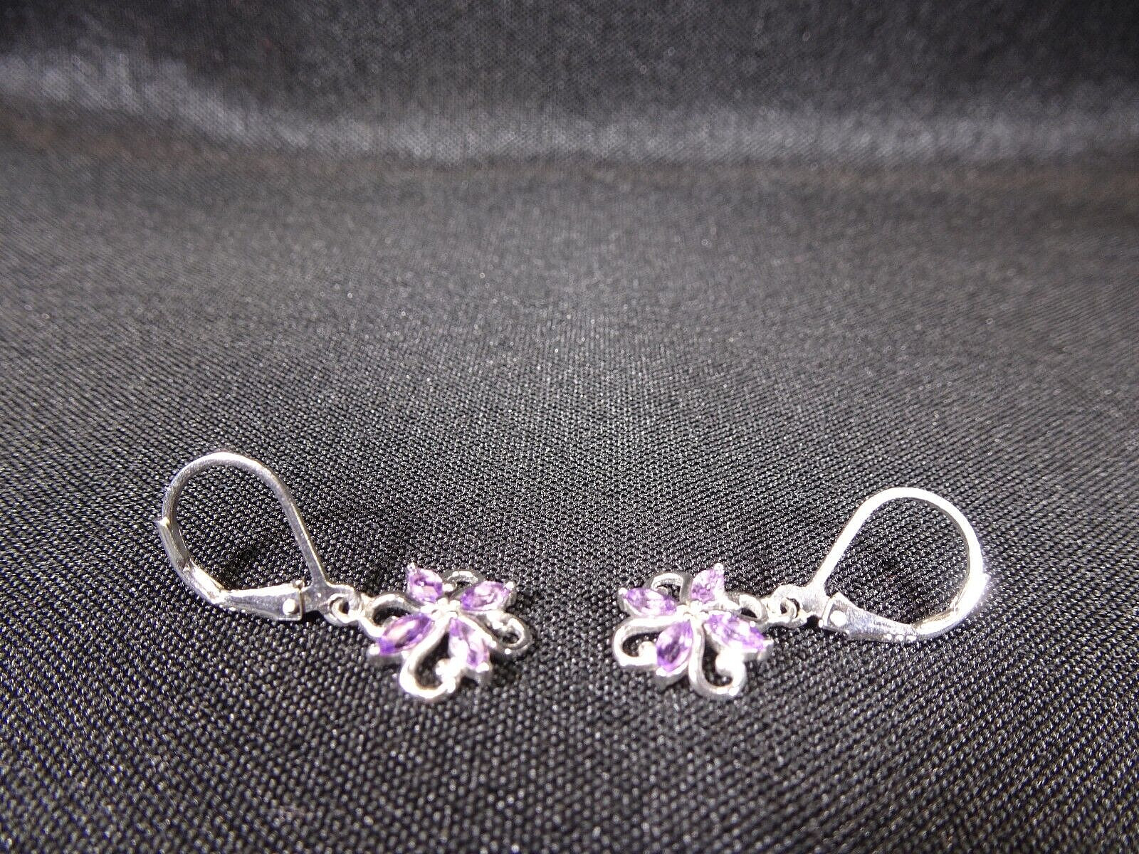 0.40 ct Natural Tanzanite Solid 925 Sterling Silver Flower Leverback Earrings