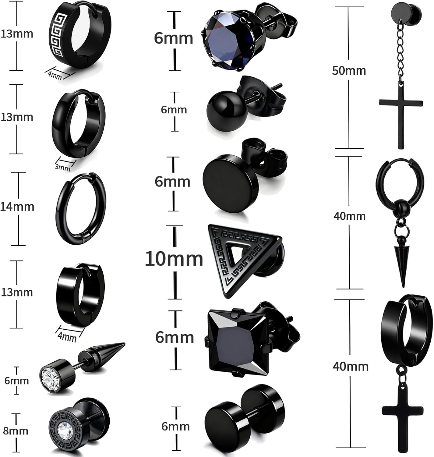 15 Pairs Earrings for Men Stainless Steel Earrings Stud Kit for Men Women Fashi