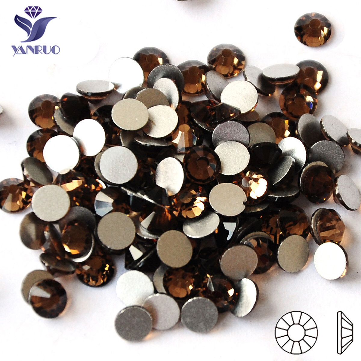 Smoked Topaz Non Hotfix Glass Stones Strass Rhinestones Crystal For Nail Art
