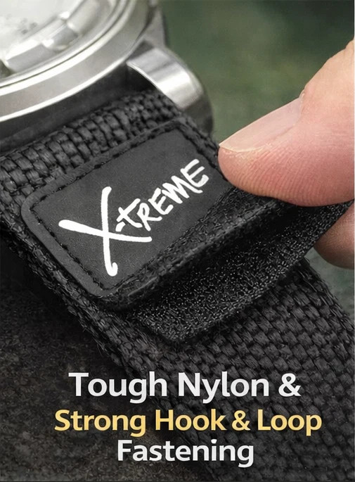 X-Treme 20mm Red Tough Secure Hook & Loop Nylon Watch Band Strap Gents Men’s wit