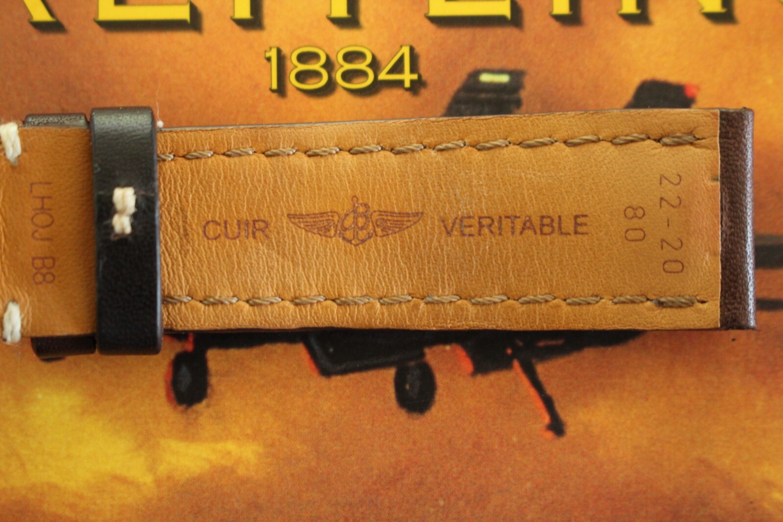 BREITLING 437X 22-20 BROWN PLAIN CALF TONGUE BUCKLE WATCH BAND WATCHBAND STRAP A
