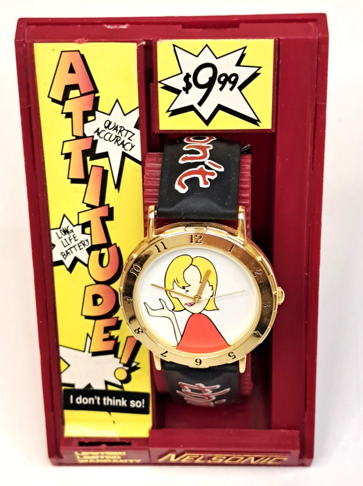 Nelsonic Vintage 90s Quartz Watch Women’s “I Don’t Think So!” Fresh Battery 7/26