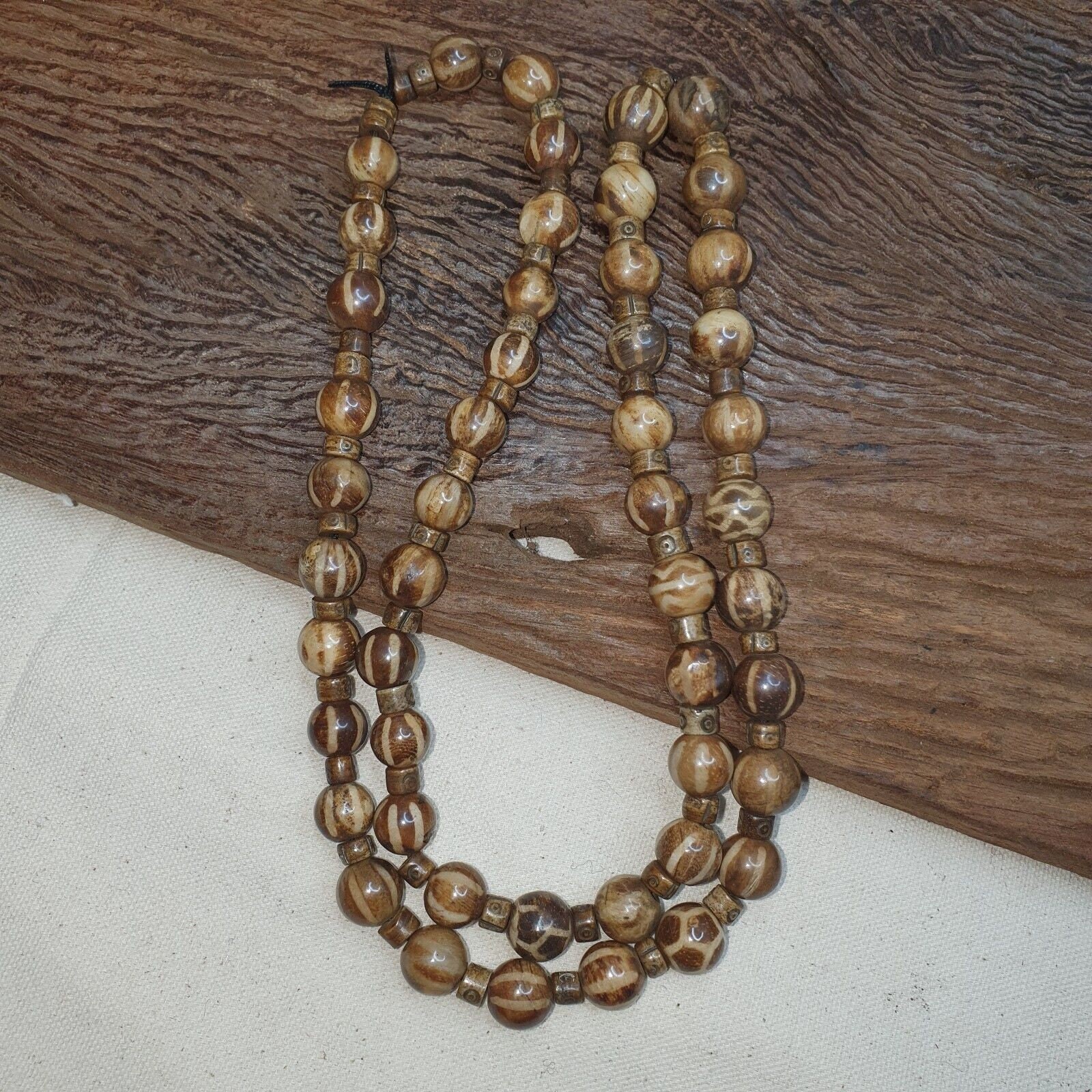 Handmade pumtek tribal beads myanmar burma round beads strand