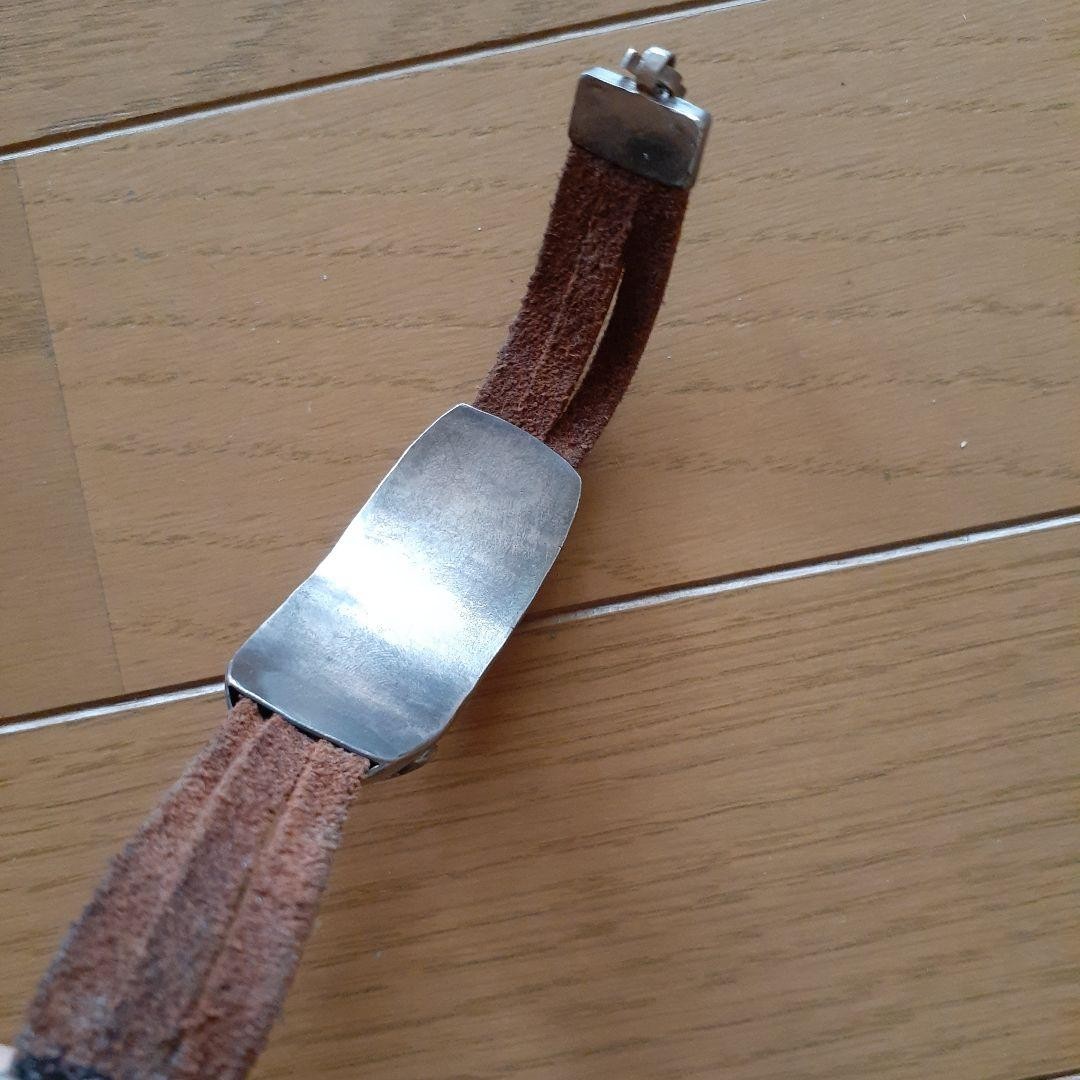Silver and Leather Bracelet, Vintage, Used, 36.3g