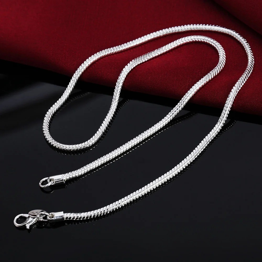 Men&Women’s 925 Sterling Silver Tarnish-Free Italian Snake Chain Necklace 16-24*
