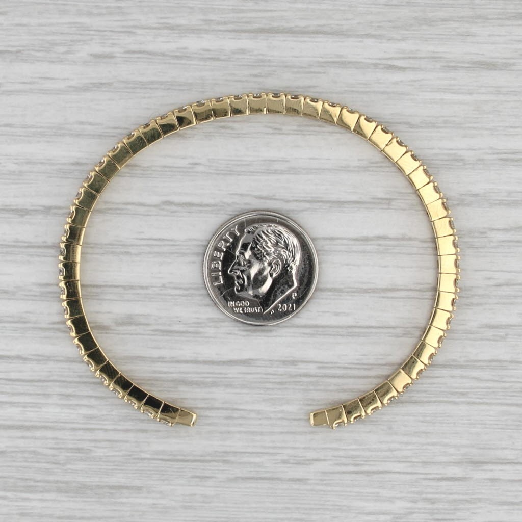 3.60ctw Diamond Cuff Bracelet 18k Yellow Gold 6.25″ 3mm Flexible Band