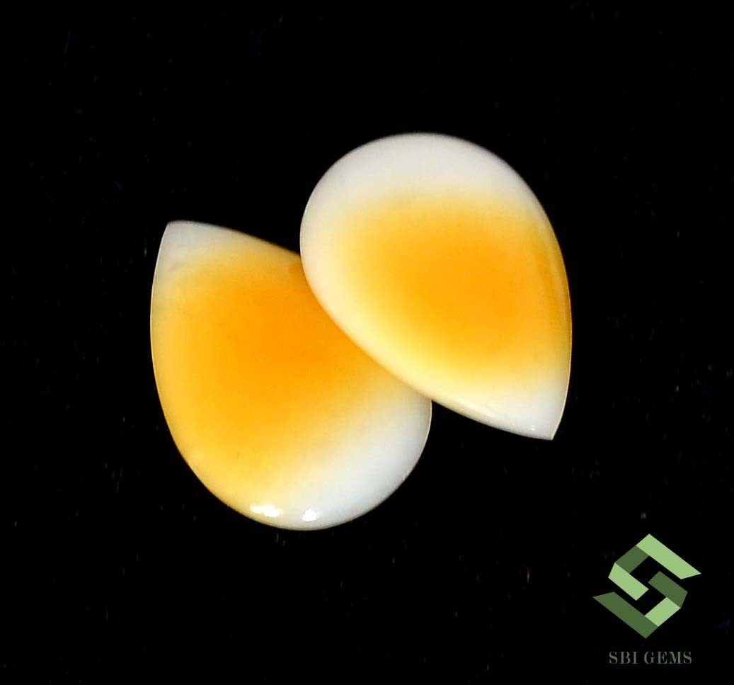 17×12 mm Natural Ethiopian Opal Pear Cabochon Pair 5.29 CTS Loose Gemstones