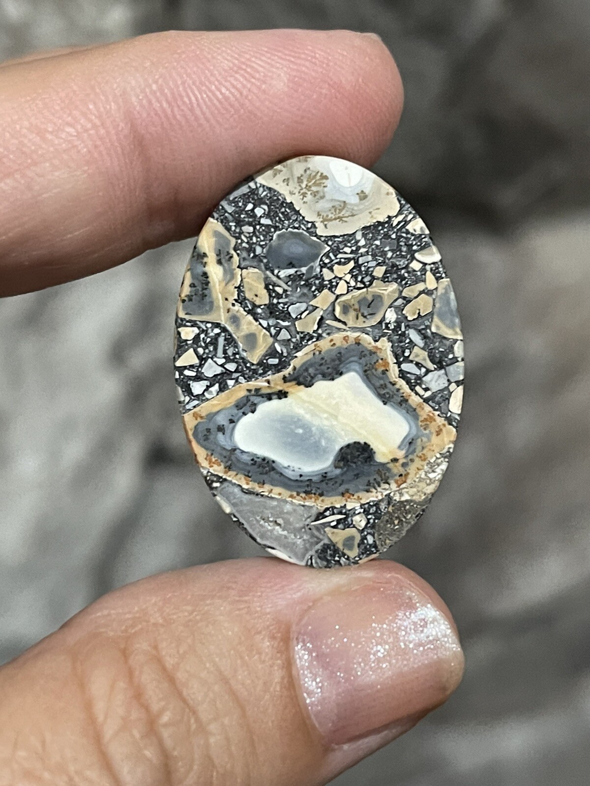 32×22.5x5mm Picture Maligano Jasper Oval Cabochon Loose Stone Wire Wrapping