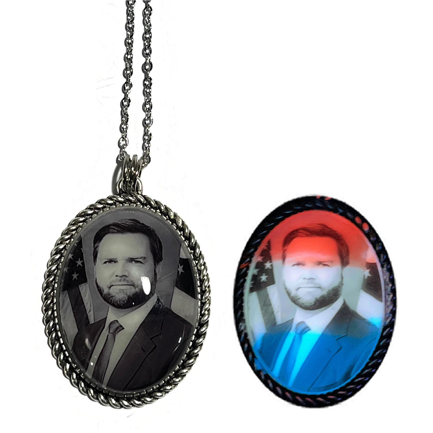 Donald Trump or JD Vance or Elon Musk Glow in the Dark Pendant Necklace