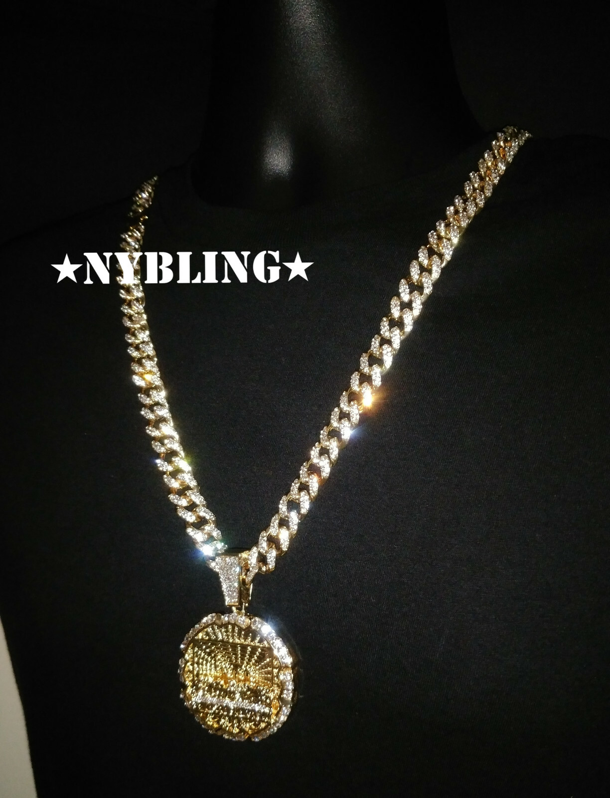 12MM Cuban Link Chain Necklace XL Last Supper Pendant Plated Hip Hop CZ Jewelry
