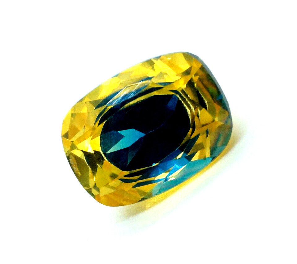 7.7 CT Natural Bi-Colour Pitambari Sapphire Cushion Certified Gemstone 12×9 MM