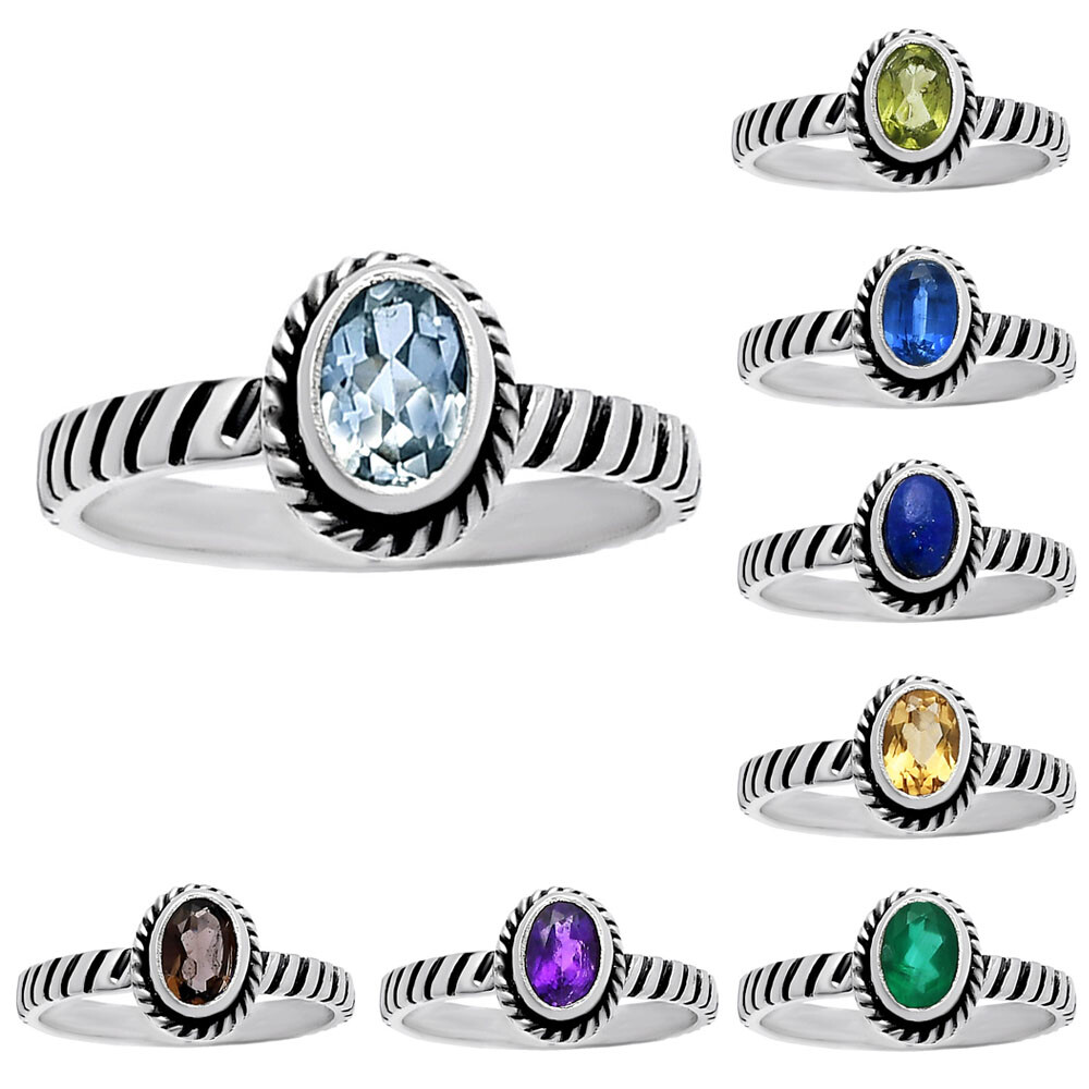 Natural Multi Stones 925 Silver Ring Size 5-8 Jewelry DGR1134 R-1045