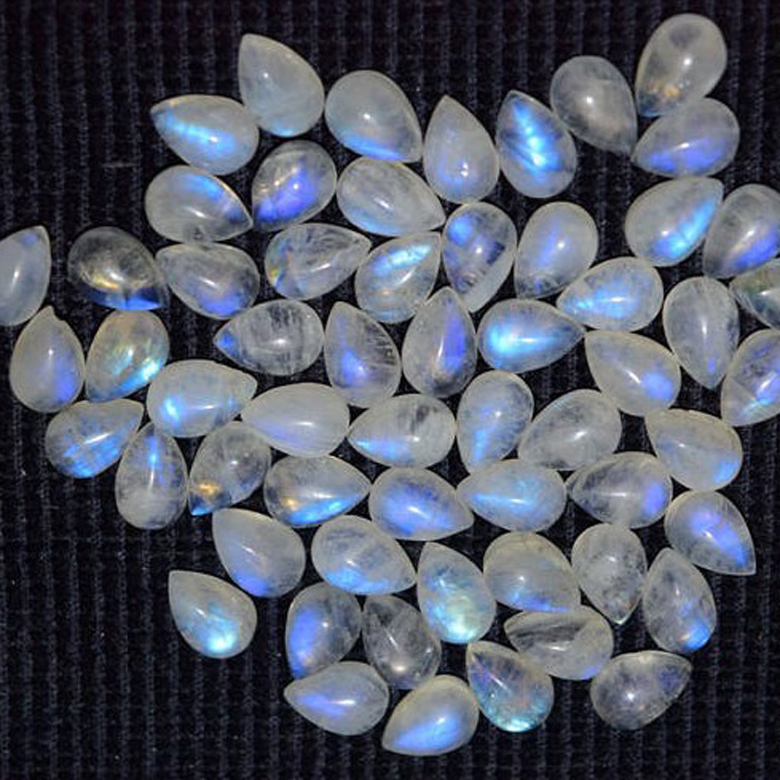 Natural Rainbow Moonstone Pear Cabochon 3x5mm To 12x16mm Loose Gemstone