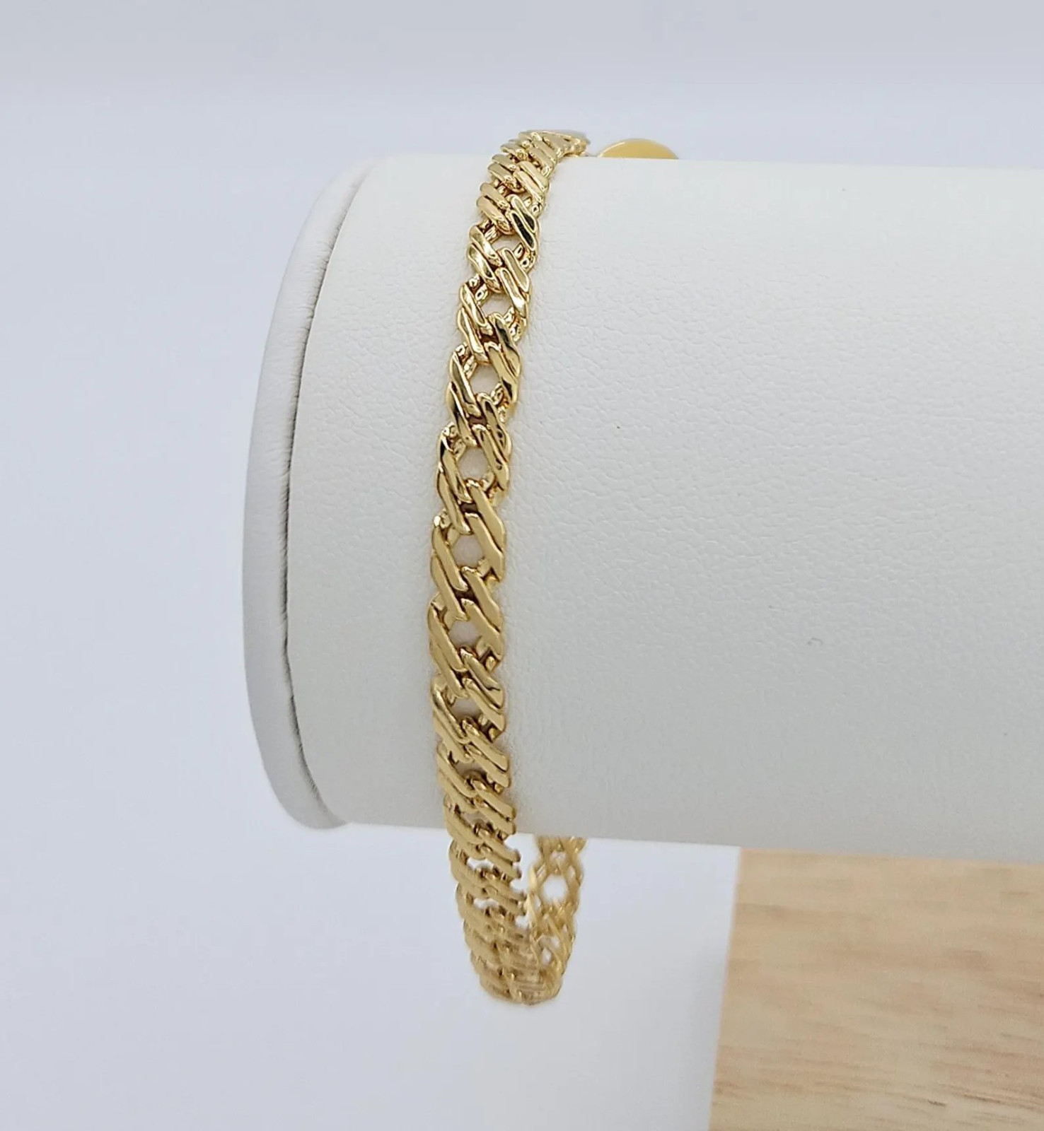 Gold 5mm Double Link Bracelet or Anklet, 14k Heavy PLated