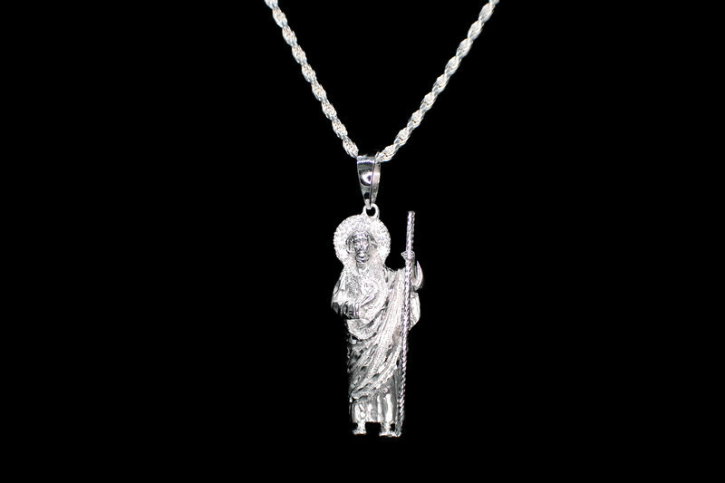 San Judas Medalla con Cadena 925 Plata Dije Juditas Torzal Torsal NUEVO