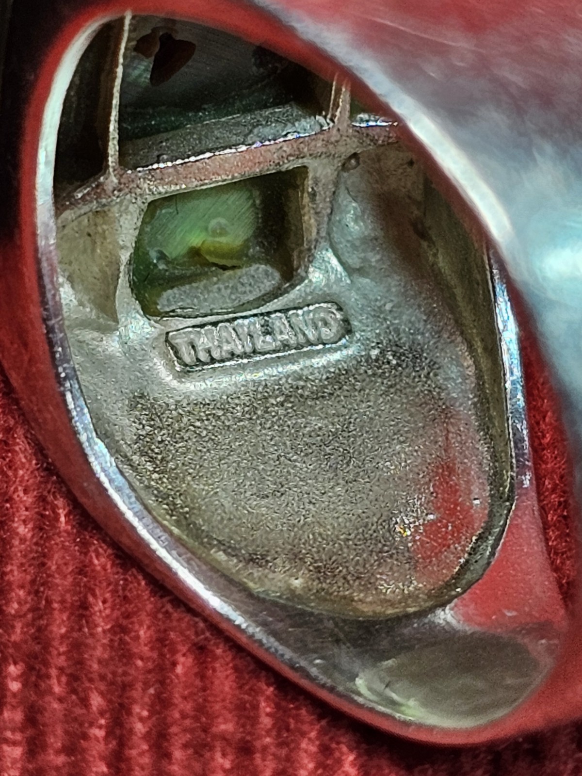 925 Sterling Silver Abalone Mother of Pearl Ring 10.7 Grams Size 10.75 Thailand
