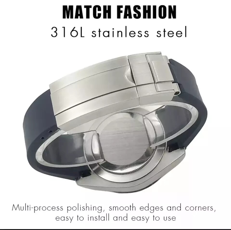 20mm Curved End Silicone Watch Band Rubber Strap for Rolex with Clasp or Without