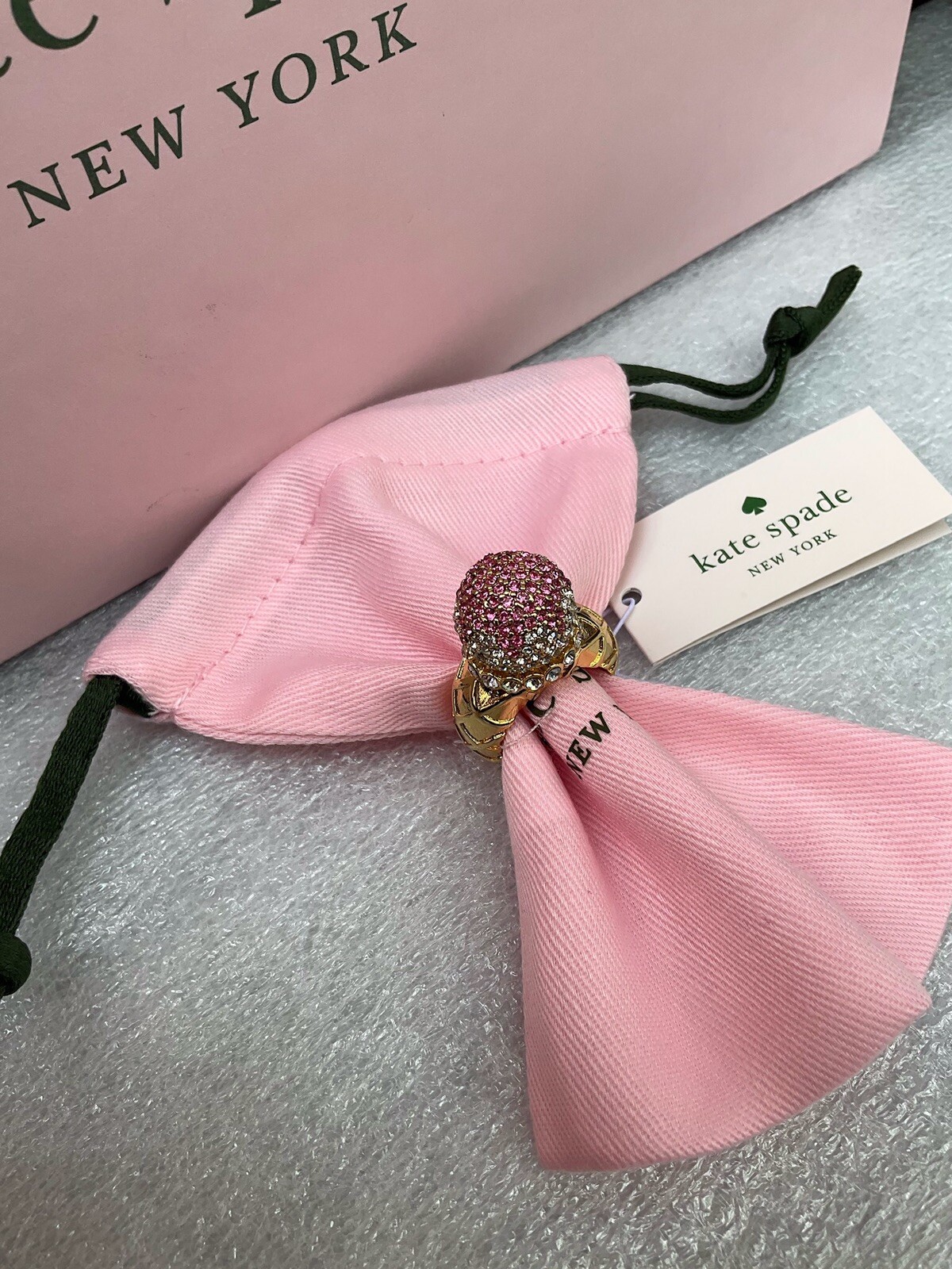 NWT KATE SPADE NEW YORK ICE CREAM SUNDAE 12-K Gold Plated Metal Glass Stone Ring