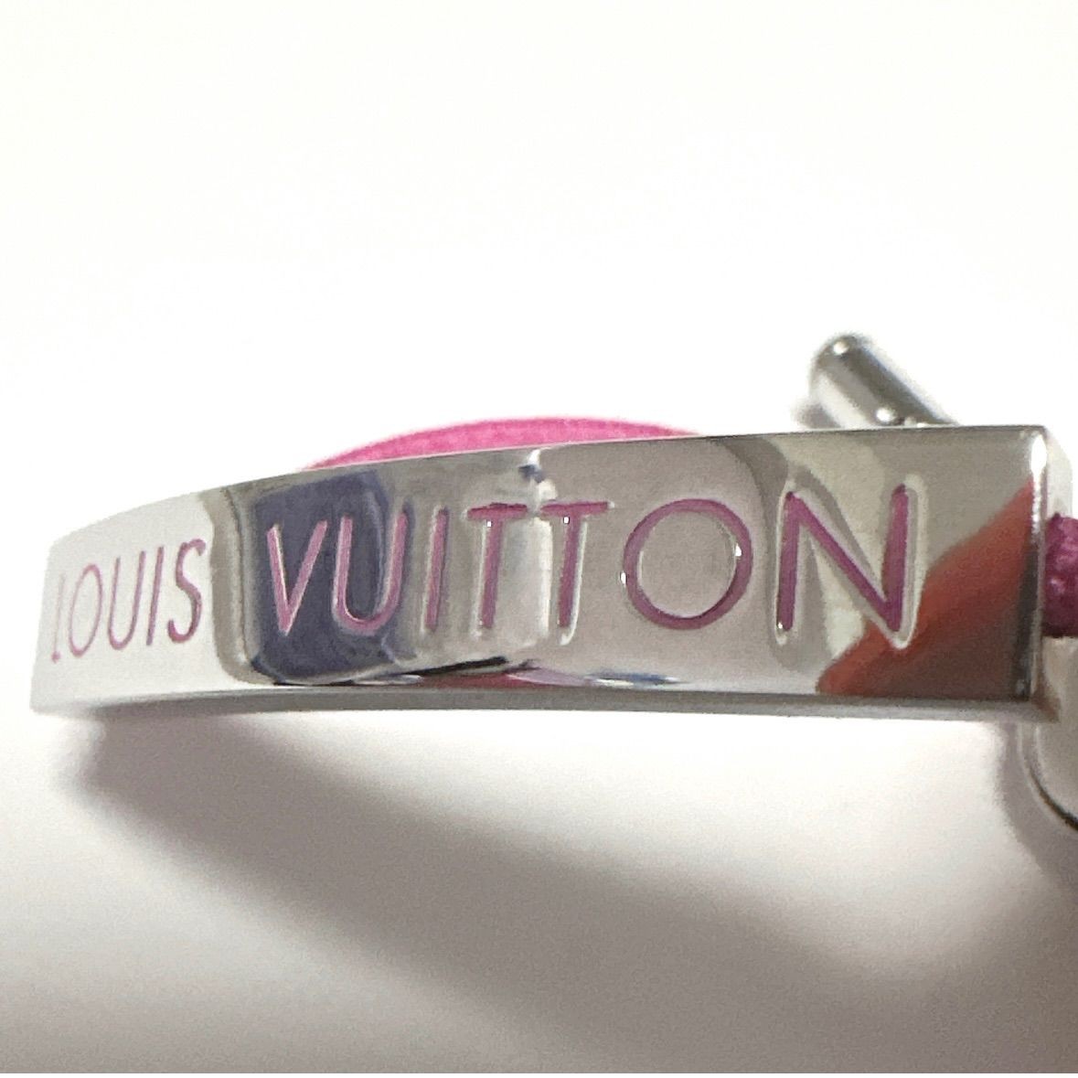 Louis Vuitton Authentic Bracelet LV Space Pink Metal Canvas M00282 DP0221 25.5cm